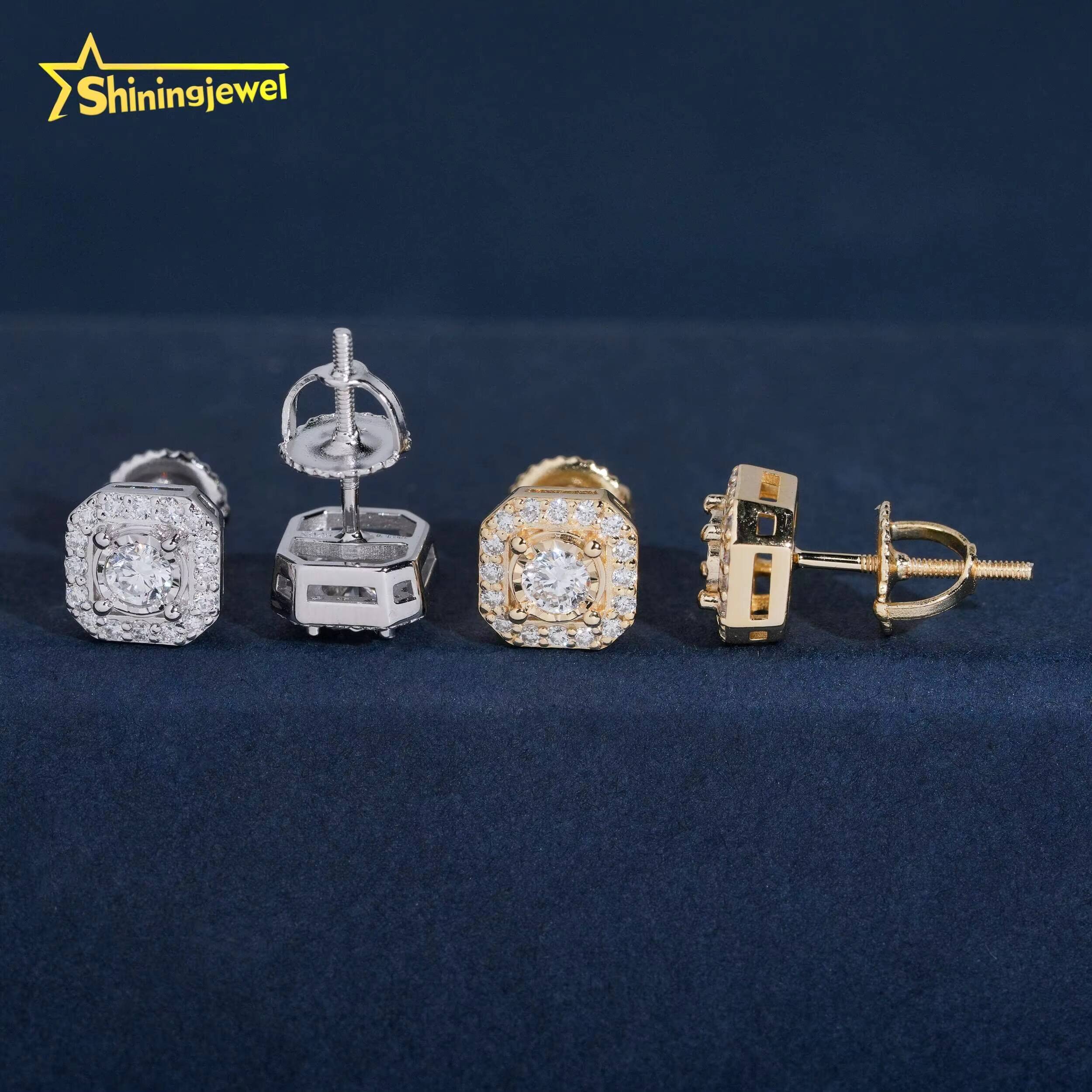 Screw Back Cluster Lab Diamond Earrings 925 Sterling Silver Hip Hop Fashion Halo Earrings Men Women Ear Studs