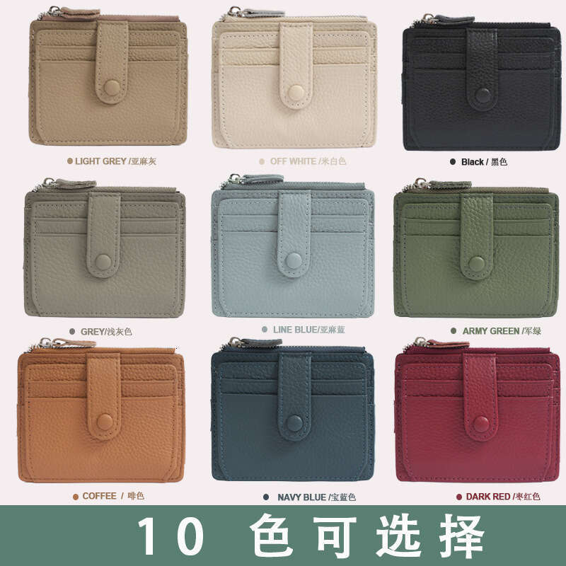 New Genuine Leather Zipper Coin Purse Gift Multi-Card Slot Cowhide Card Holder Ultra-Thin Wallet designer wallet B5 B5