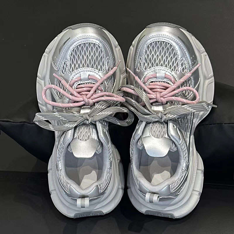 2025 Summer New Pink Thick-Soled Dad Mesh Small Height Increase Casual Sports Breathable Women's Shoes