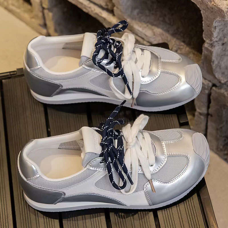 Height Increasing Training for Women 2025 New Summer and Autumn Style Ins Genuine Leather Mesh Breathable Red Versatile Campus Forrest Gump Shoes