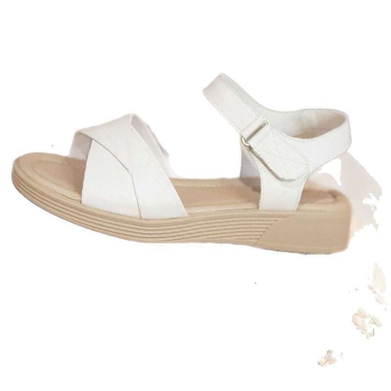Soft Summer for Middle-Aged Moms, Versatile and Comfortable Flat with Velcro, Thick Sole Beach Sandals