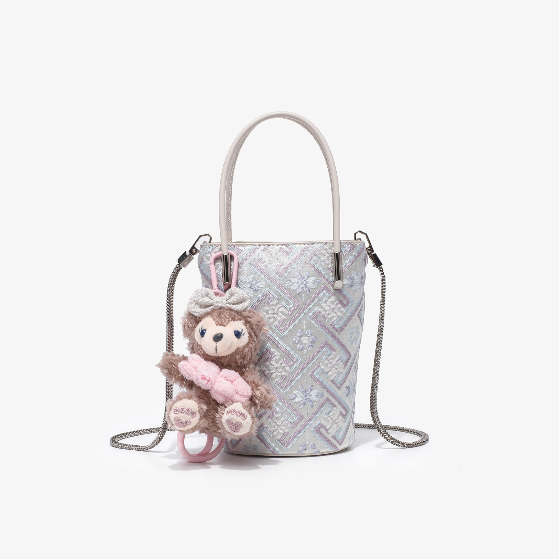 Free Shipping Designer Luxury Women's Chain Mini Handbag New Niche Phone Bag Fashion Brocade French Fries Pen Holder Single Shoulder Crossbody Sm