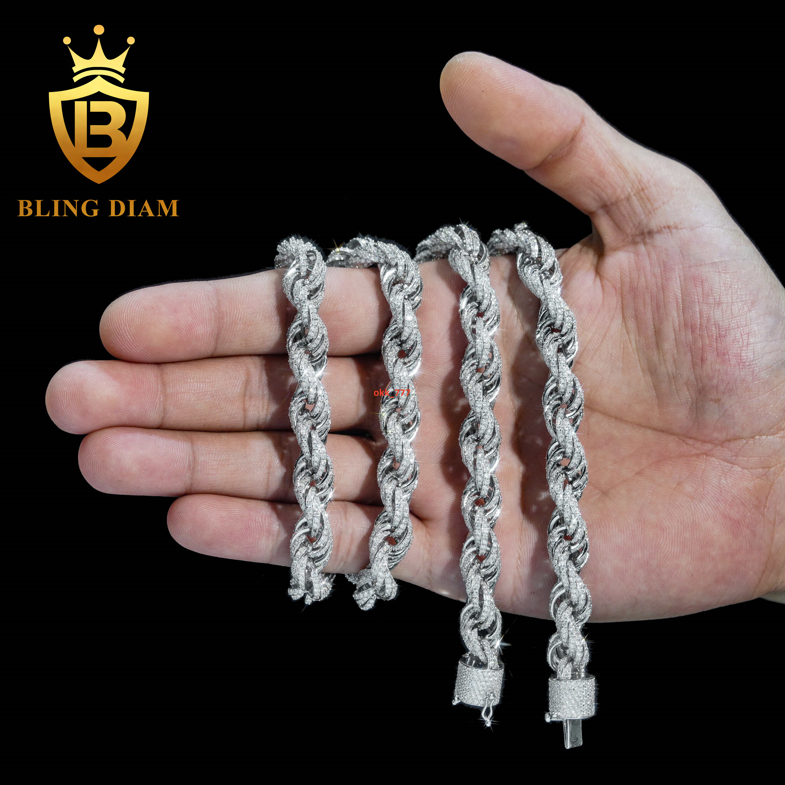 10mm Moissanite Cuban Link Chain Rope with Diamond Design Hip Hop Jewelry Moissanite Cuban Link Moissanite Ice Out Cuban Chain