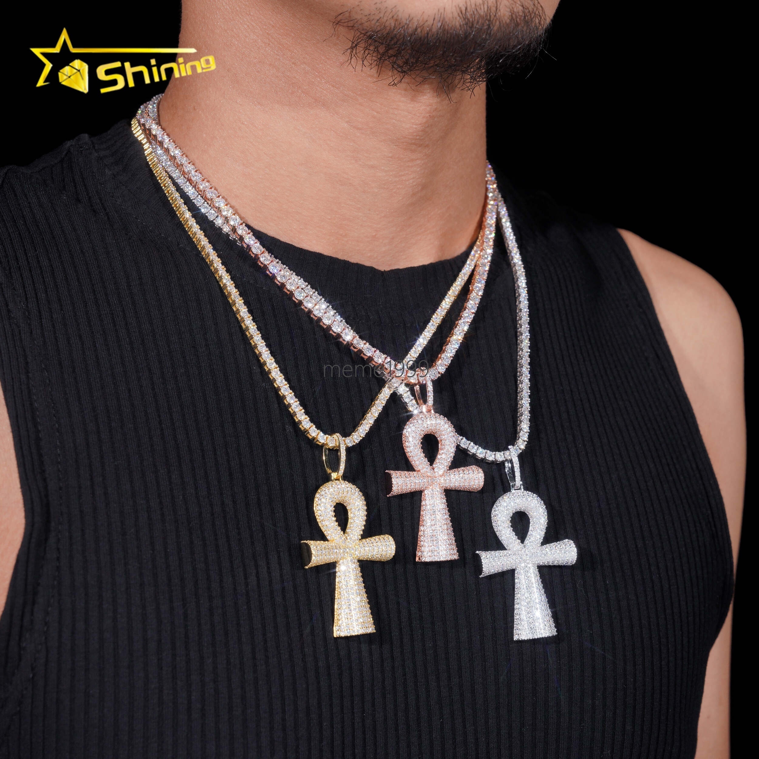 Hip Hop Jewelry 925 Sterling Silver Men Pendant Diamond Moissanite Iced Out Cross Pendant