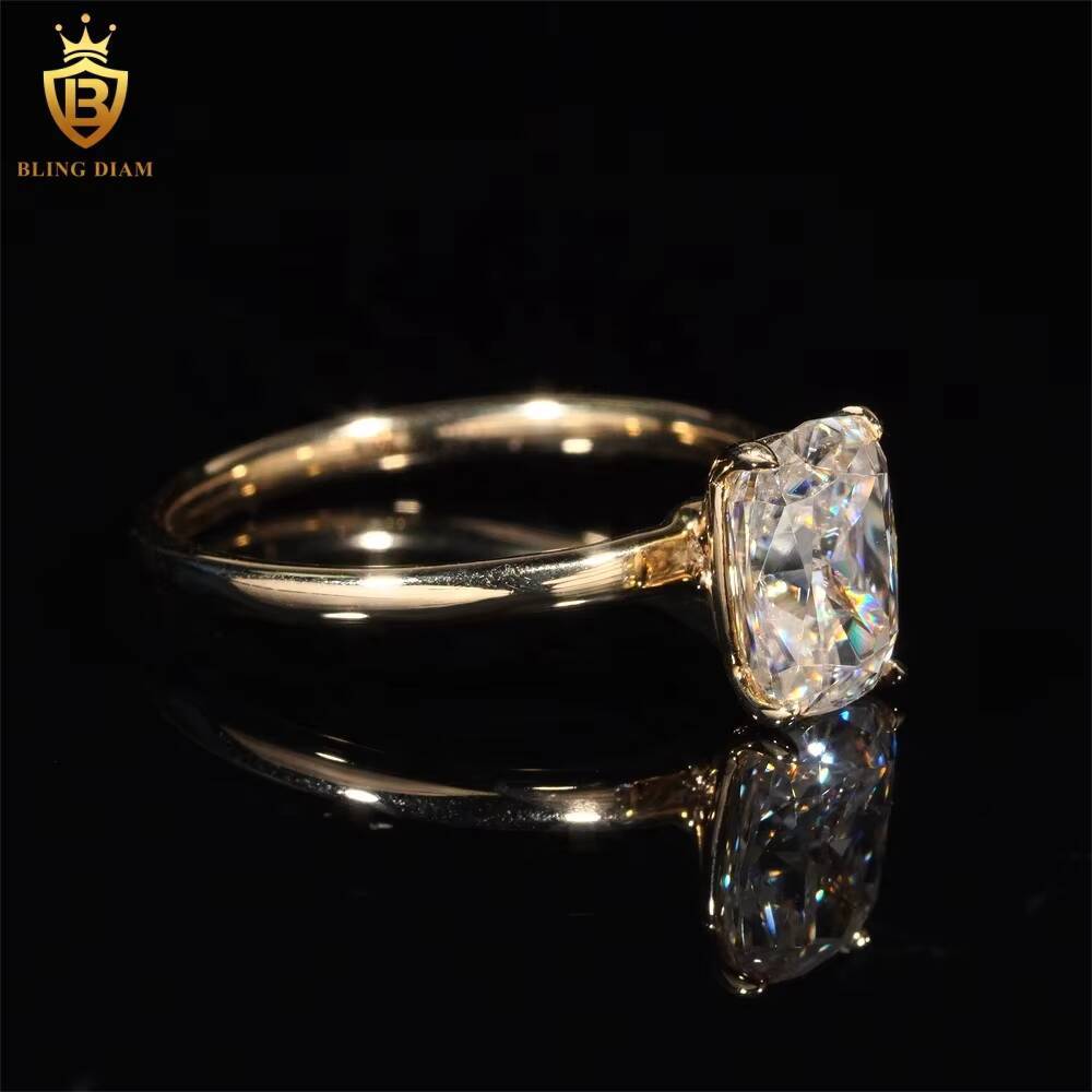 14K VVS Moissanite Diamond Engagement Ring Pass Diamond Tester 14K Yellow Gold Wedding Ring