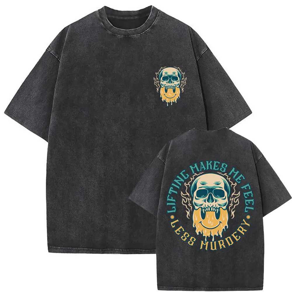 Who Eat Training Club Skeleton Gym Pump Cover T Shirts Washed Vintage Men Women Funny Fitness Casual Oversized T-shirts Y250819