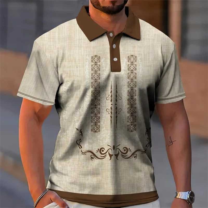 3D Printed Vintage Ethnic Pattern Shirt For Men Clothing Casual Short SLeeve Lapel Shirt Tops Mens Button T-Shirts Y250819