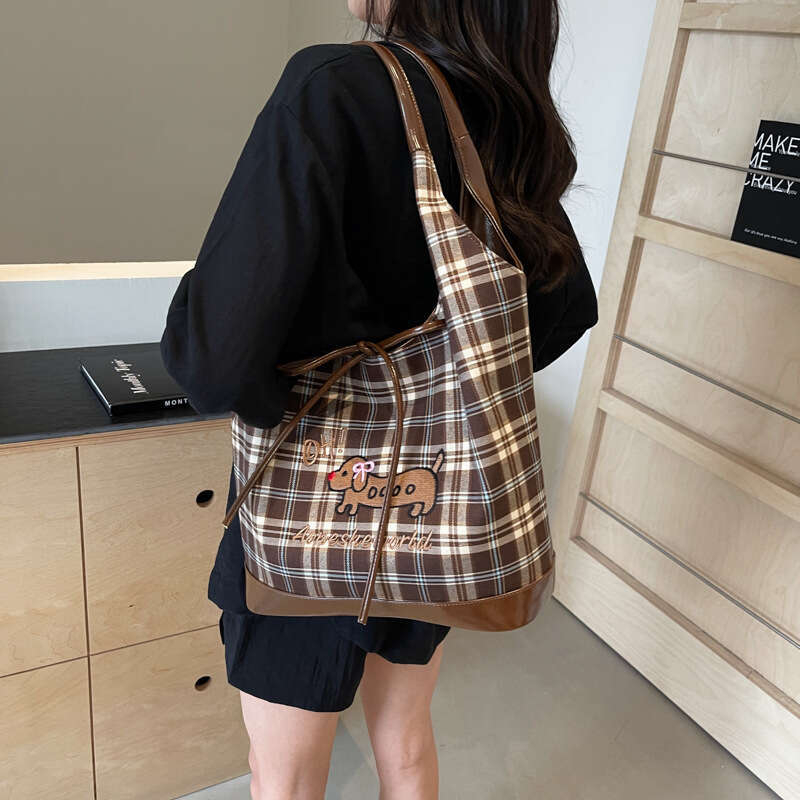 Trendy Bags Fashion Color-Block Plaid Tote for Women 2025 New Commuting Designer Shoulder Large Capacity Women's Bag 's