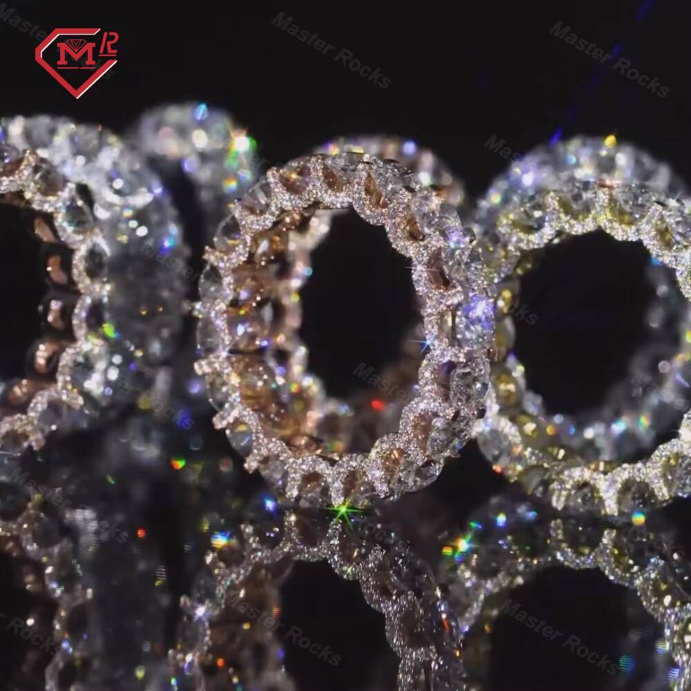 Factory Sell Stackable 1 Rows Moissanite Engagement Ring 18k White Gold Plating 925 Sterling Silver Moissanite Ring Women