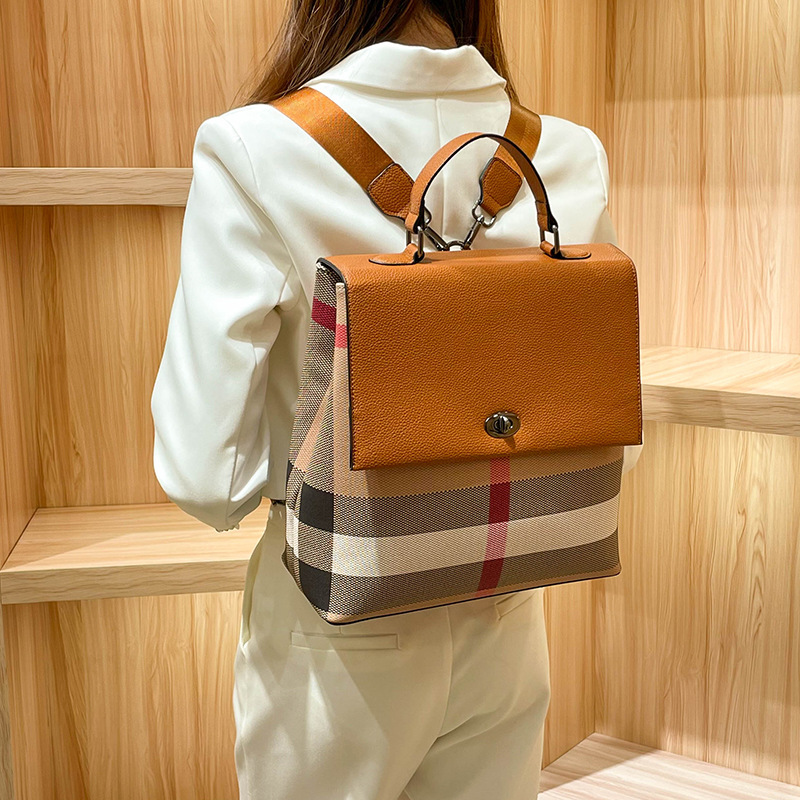 Hong Kong brand fashion high-end plaid handbag 2024 new versatile shoulder bag briefcase trendy messenger bag