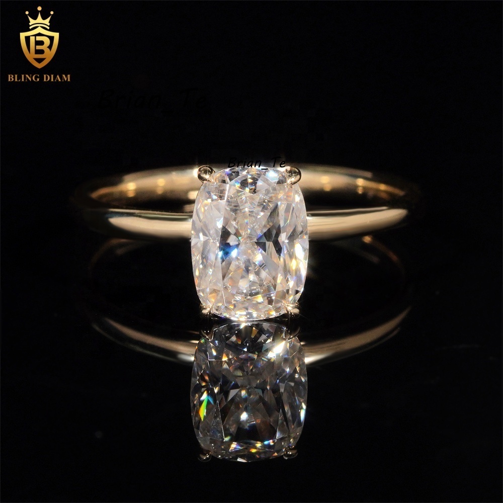 14K VVS Moissanite Diamond Engagement Ring Pass Diamond Tester 14K Yellow Gold Wedding Ring