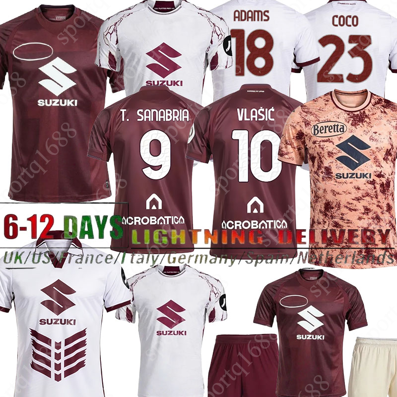 25 26 torino maglia da calcio turin soccer jerseys ADAMS DUVAN SANABRIA VLASIC SCHUURS MARIPAN COCO 25 26 NEW football jersey man kids set top Thailand football shirt