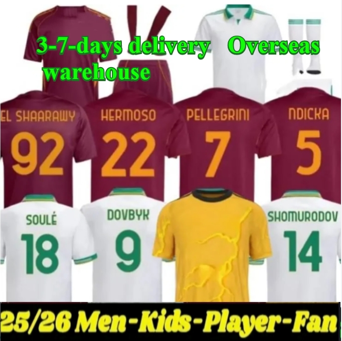 25 26 men kids soccer jersey football shirt 2025 2026 ROMA ABRAHAM PAREDES DYBALA MANCINI E. LE FEE ZALEWSKI EL SHAARAWY ROME