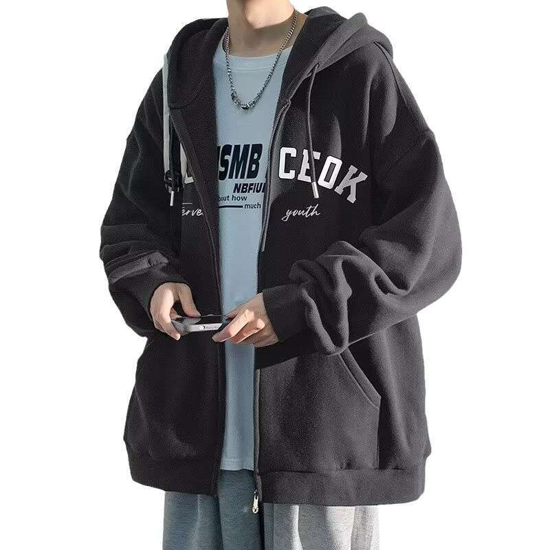 Artistic Style Spring and Autumn Campus Sports Hoodie Cardigan Sweatshirt Men's Clothing Jacket