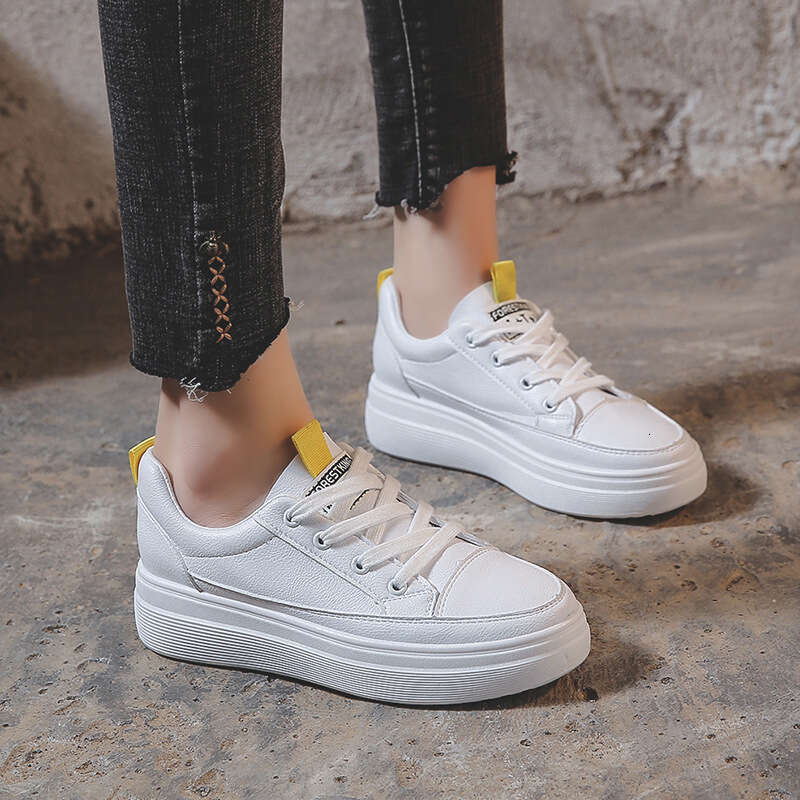 2023 Spring New Trendy Comfortable Fabric White with Hidden Wedge 4m Platform Thick Sole Casual Shoes