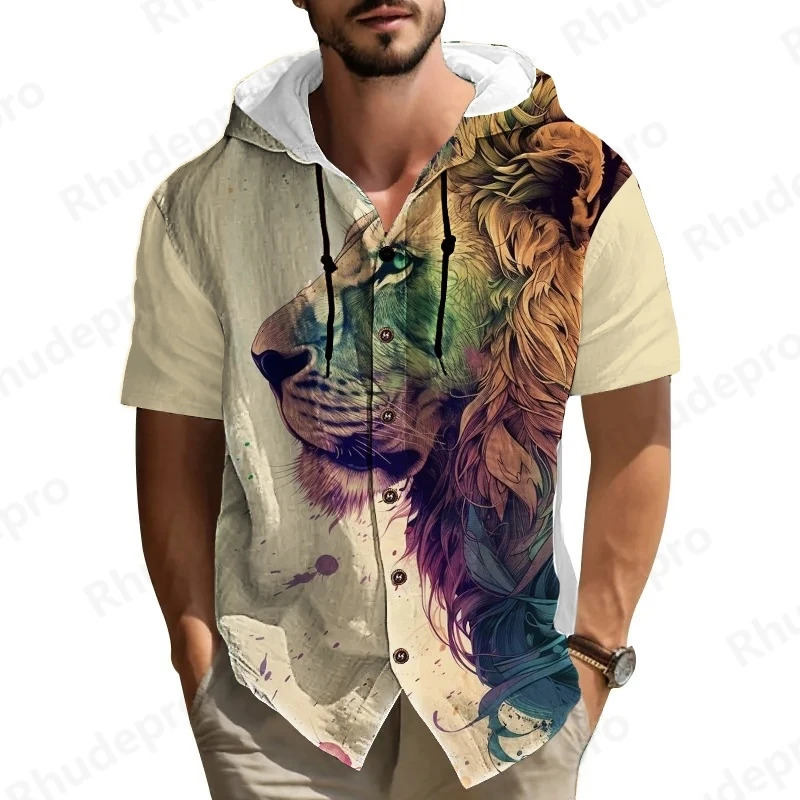 Summer Men 2025 Printed Shirt Streetwear Short Sleeve National Style Hoodie Clothing For Male Casual Loose Button Man Shirts 250808