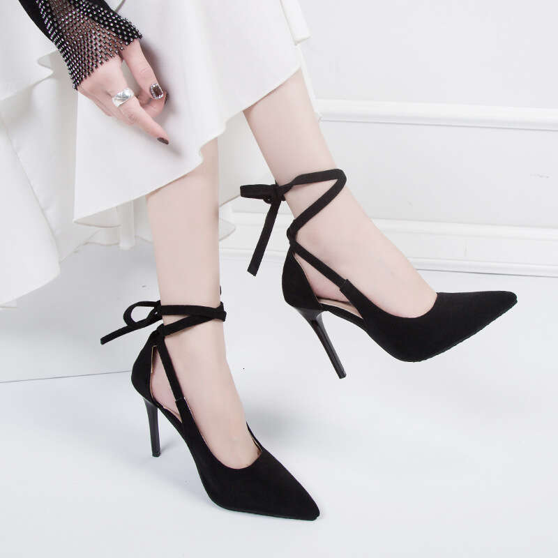 Two Types of Heel Height 7-9cm Sandals for Women 2023 Summer New Sexy Elegant Fashion Ankle Strap Pointed Toe Single Shoes