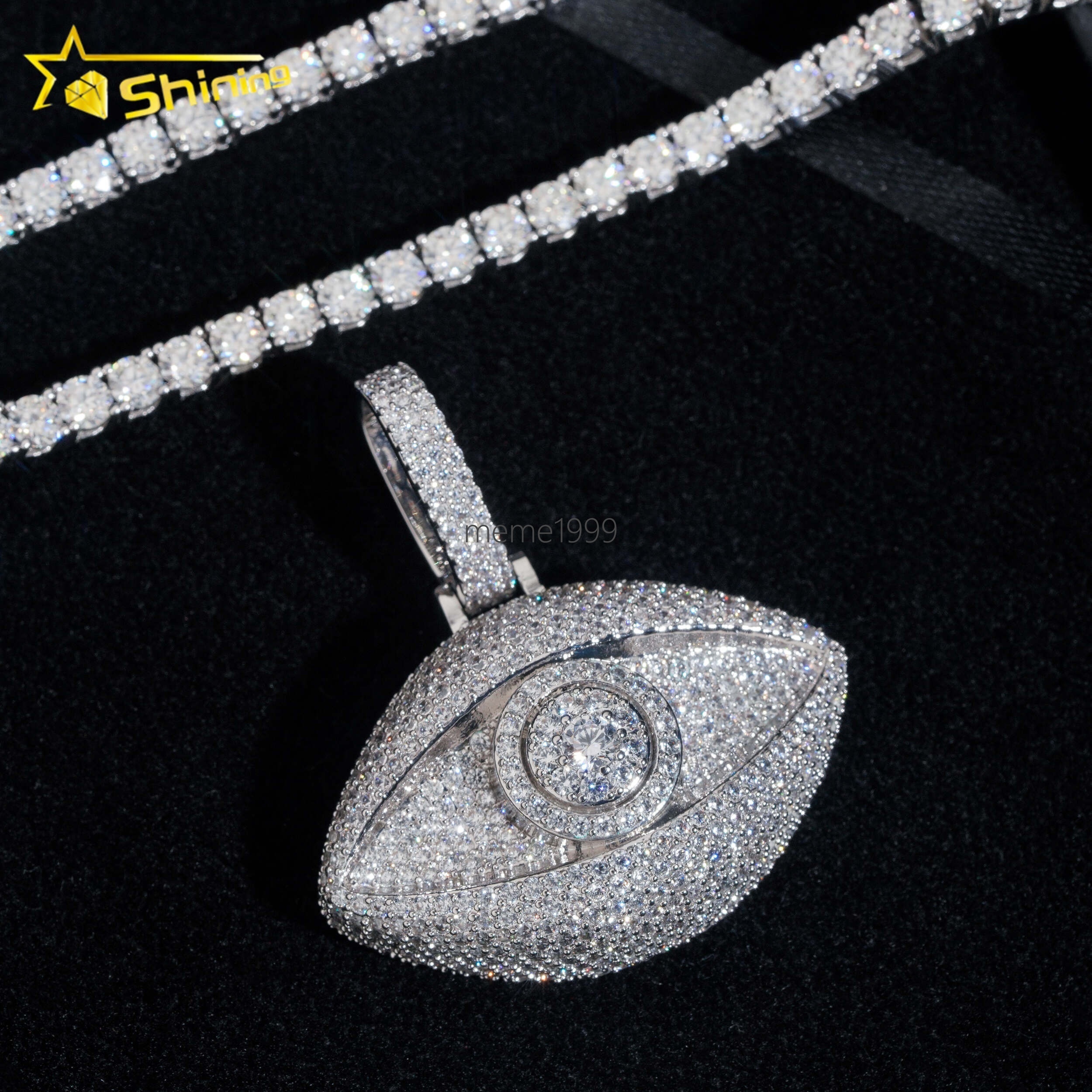 Pass Diamond Tester GRA Certificate 925 Sterling Silver Hip Hop 3D Eye VVS Moissanite Pendant
