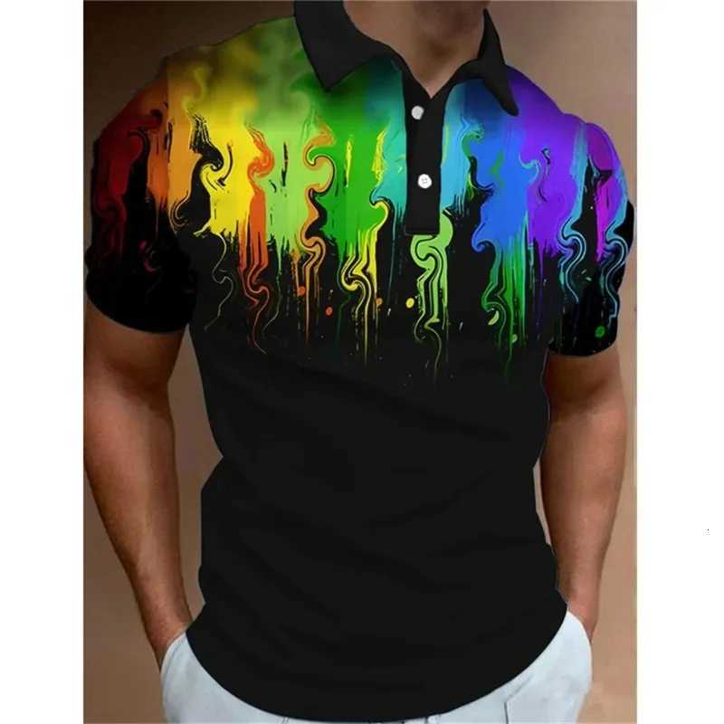 New In Mens Shirt 3d Print Rainbow Graphic Short SLeeved Tshirt Mens Loose Oversized Shirt Tops Streetwear Y250819