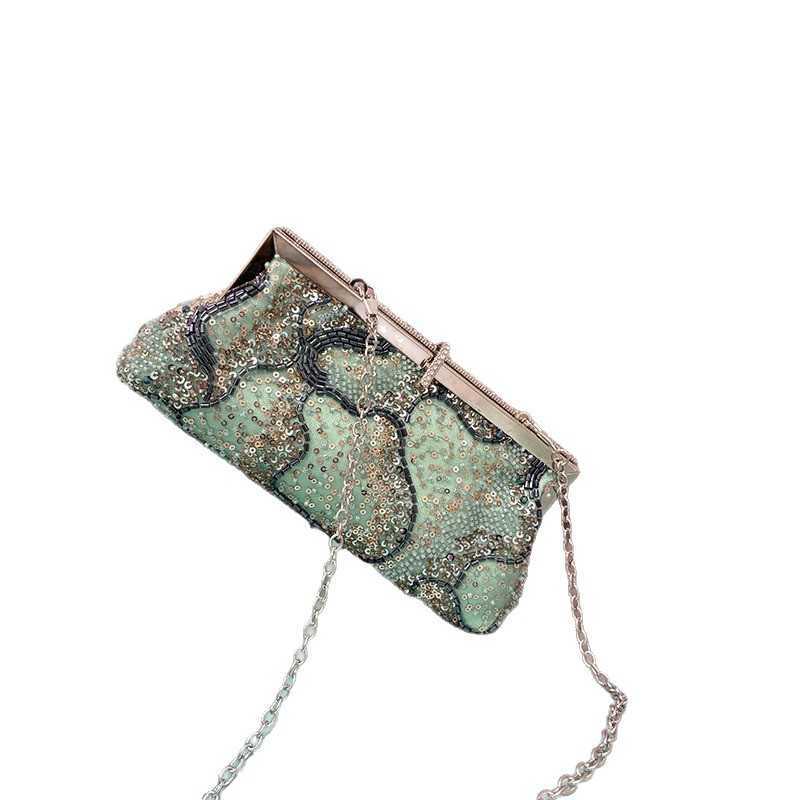 Shiny Sequin Handmade Beaded Qipao Elegant Evening Bag Chinese Style Handheld Banquet Crossbody Bag