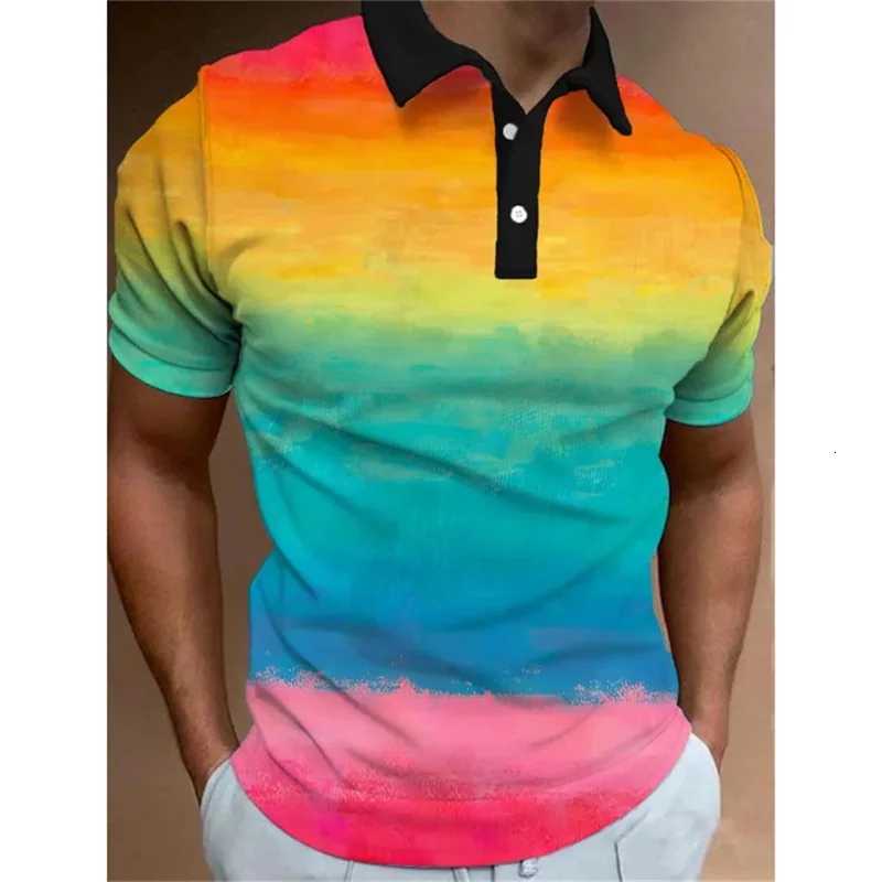 New In Mens Shirt 3d Print Rainbow Graphic Short SLeeved Tshirt Mens Loose Oversized Shirt Tops Streetwear Y250819