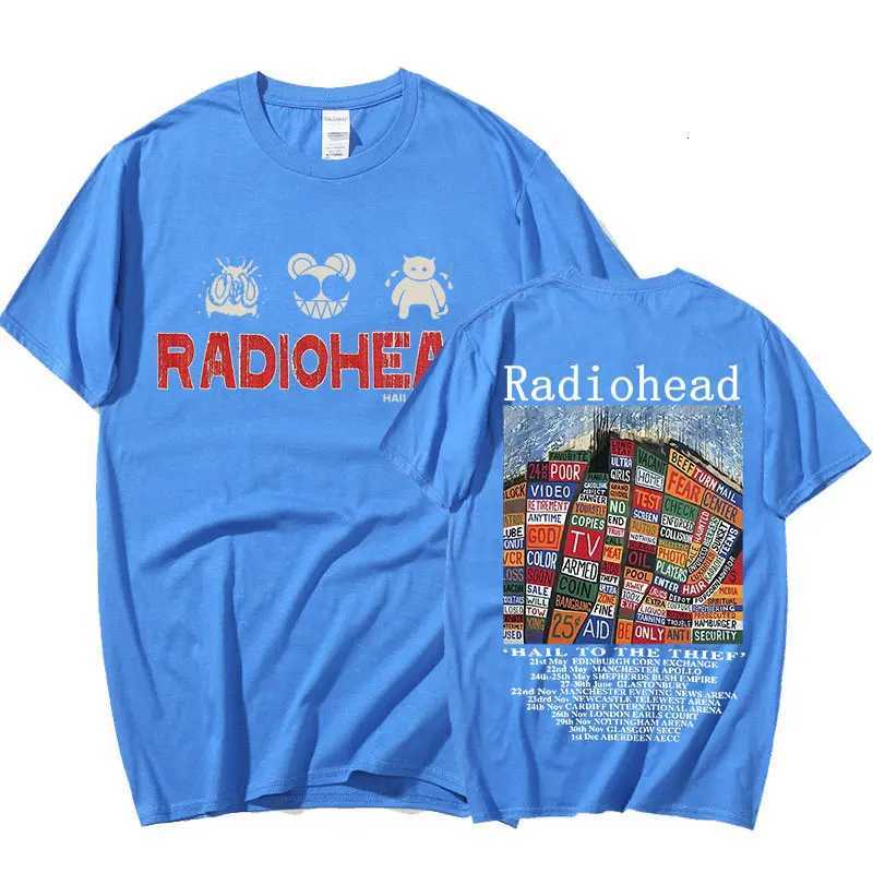 Radiohead Vintage Print T Shirt Mens Oversized 100% Cotton Unisex T-shirts Hip Hop Rock Band Hail To The Thief Music Album Tees Y250819