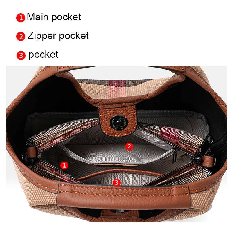 2025 Designer Bag Plaid Canvas Handbag Chic Small Tote for Daily