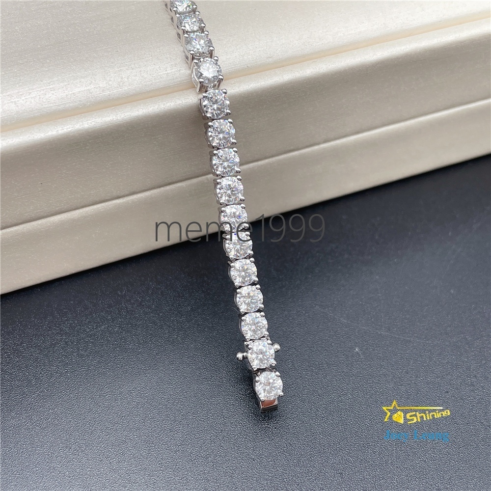 38.4CWT 4MM VVS Moissanite Lab Diamond Hip Hop Jewelry Bling Iced Out 18K Solid Gold Tennis Bracelets
