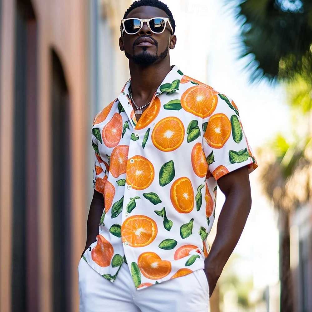 Mens Shirt Fruit 3D Hawaiian Shirts Lapel Short Sleeve Shirt Summer Casual Tops Loose Oversized T-shirts Men Clothing Y250819