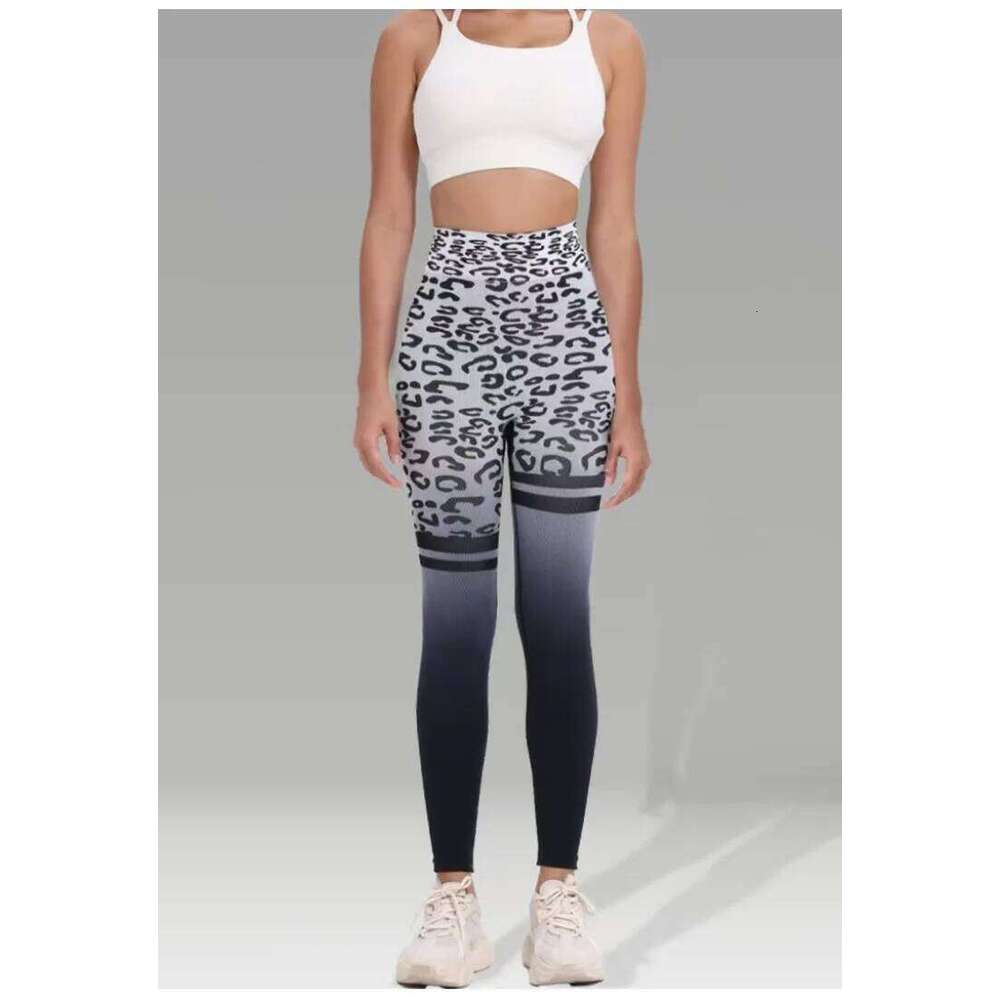 Outdoor wear for sports, women's yoga cycling and running fiess pants, leopard print gradient color long pant