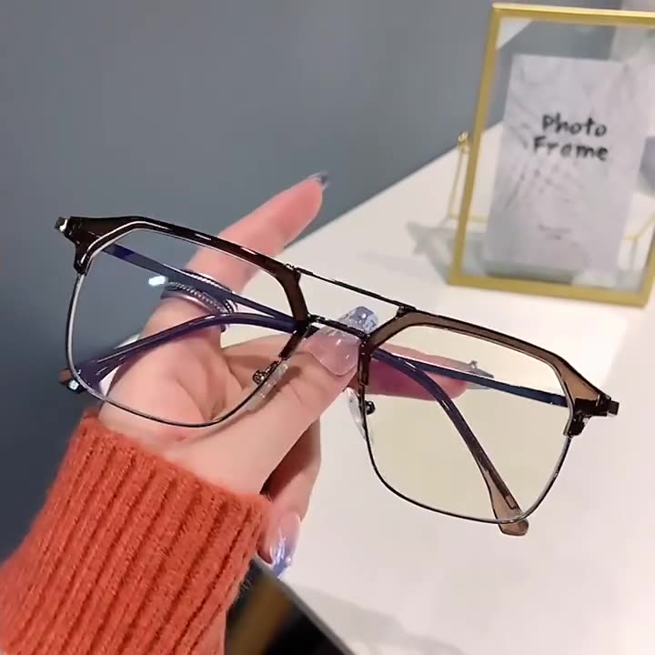 Designer Sunglasses For Women Men Anti-blue Light Glasses Flat Mirror Glasses Square Frame Sunglasses Business Glasses Frame KP8221