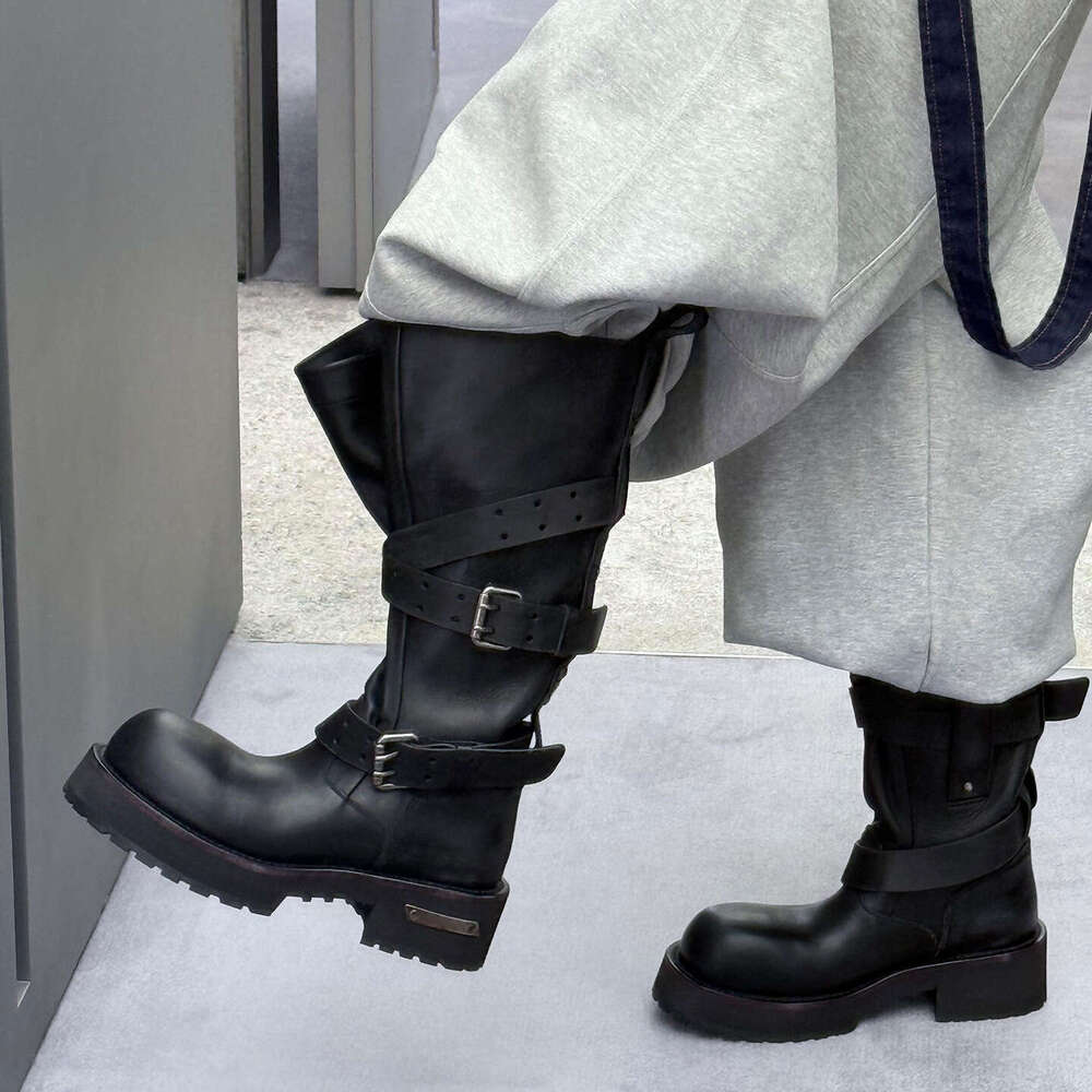 Cowhide Version~Venom Genuine Leather High-top Stylish Hot Girl Style Martin Women Thick-soled Paris Motorcycle Boots