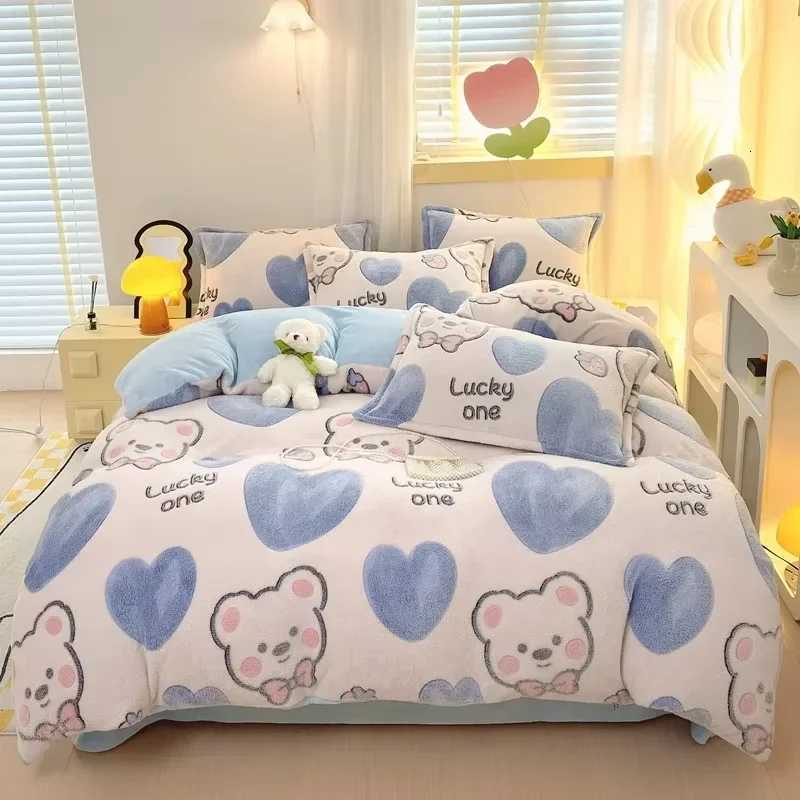 Winter Flannel Duvet Cover Rainbow Dual-color Soft Warm Quilt Cover Cozy Thick Comforter Cover for Adults Children Queen King Y250819