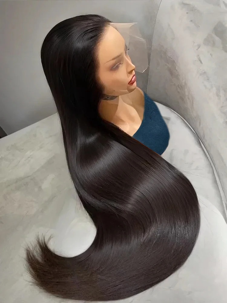 180 Density Bone Straight Wigs Human Hair 13x6 HD Lace Front Wig Hd Transparent Lace Black Gluelesss Transparent Lace Frontal Wigs For Women