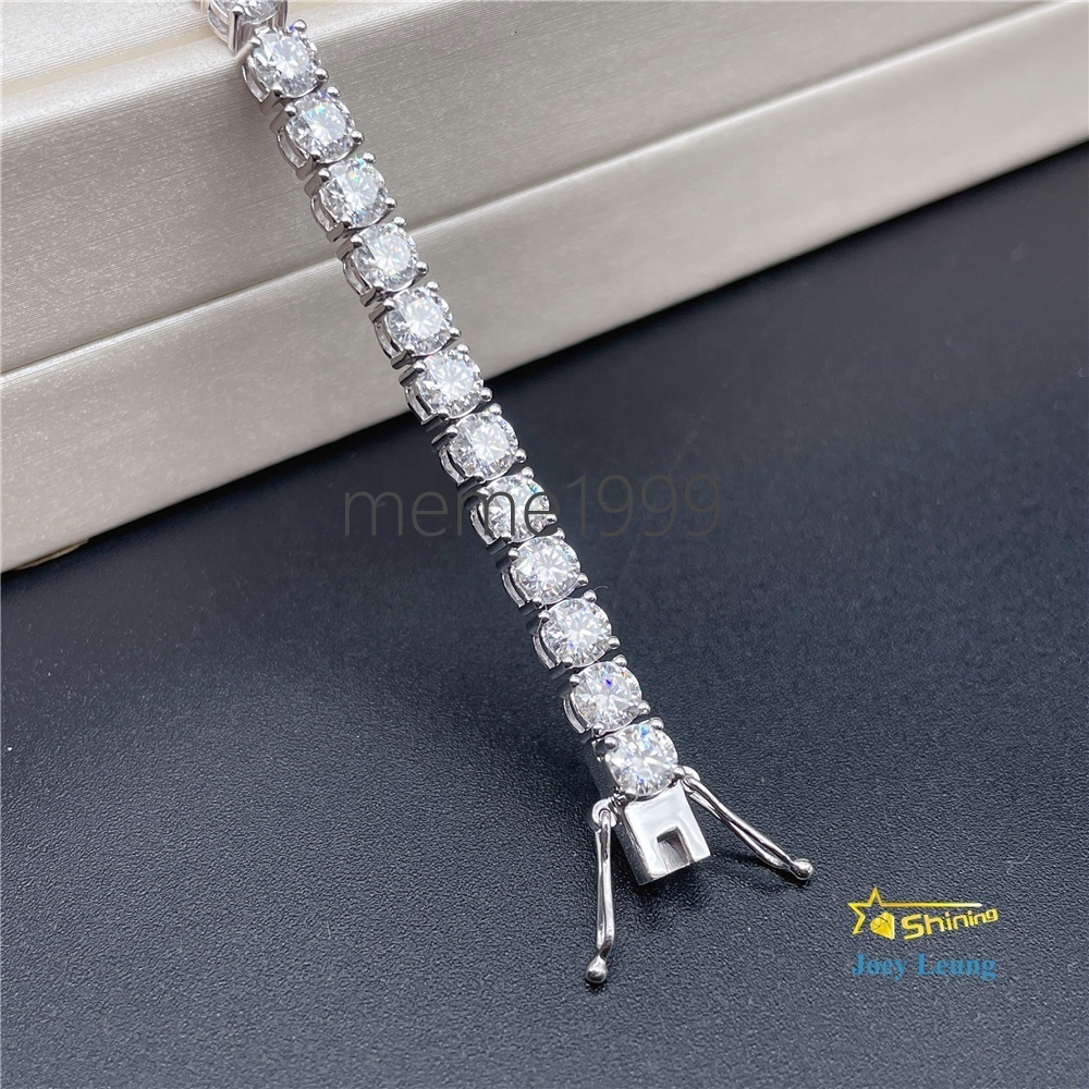 38.4CWT 4MM VVS Moissanite Lab Diamond Hip Hop Jewelry Bling Iced Out 18K Solid Gold Tennis Bracelets