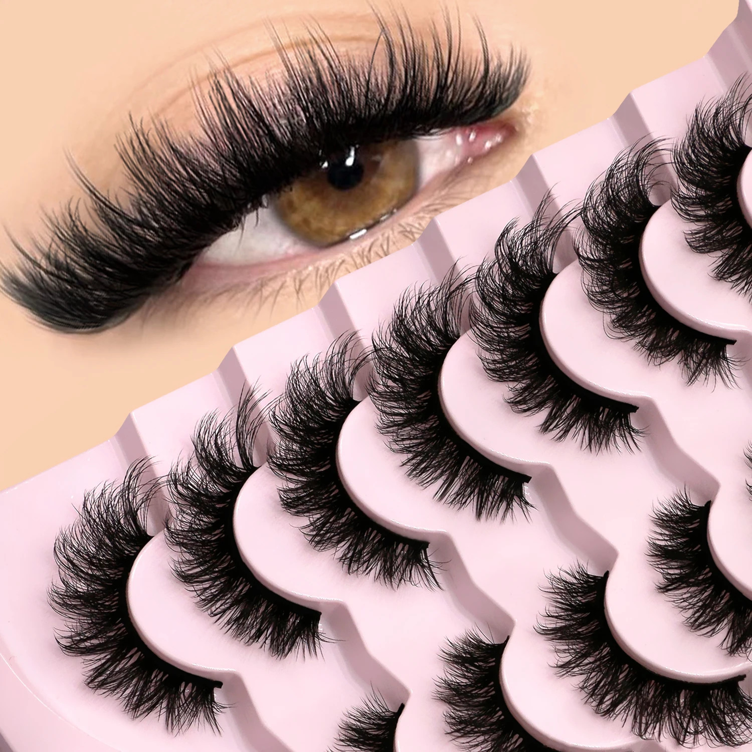 GROINNEYA 3D Mink Lashes Cat Eyelashes Fluffy Wispy Volume Natural Feathery Effect Lightweight Flexible Band 250811