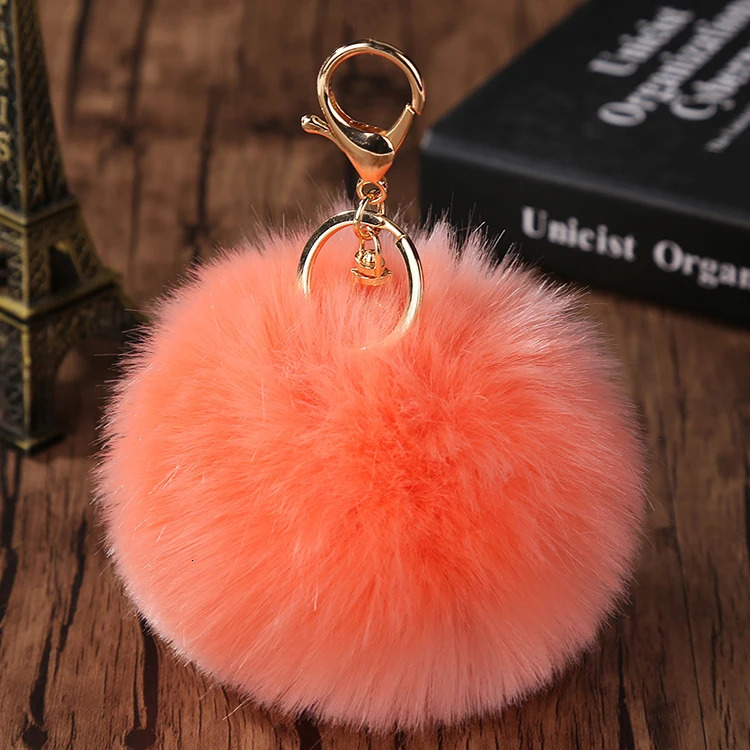 Trinket Fluffy Artificial Rabbit Fur Ball Key Chain 8cm Pompons Keychain 21 Color Women Car Bag Ring Hang Jewelry 250811