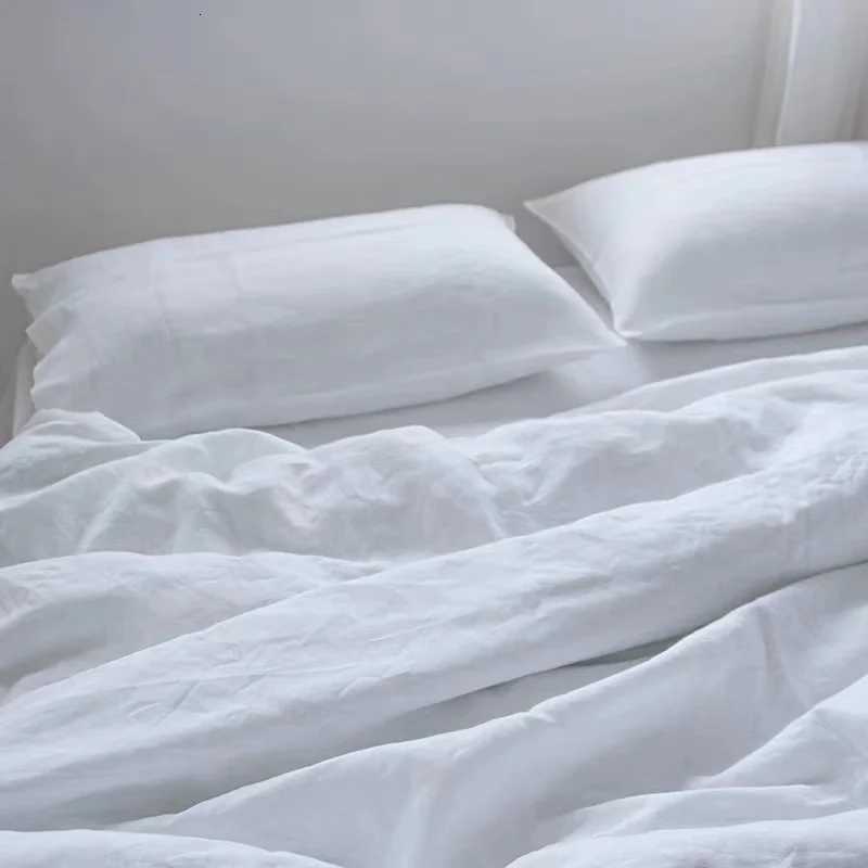 Pure Linen Duvet Cover Set (1*Duvet Cover + 2*case Without Core) White Soft Bedding Set for Summer Y250819