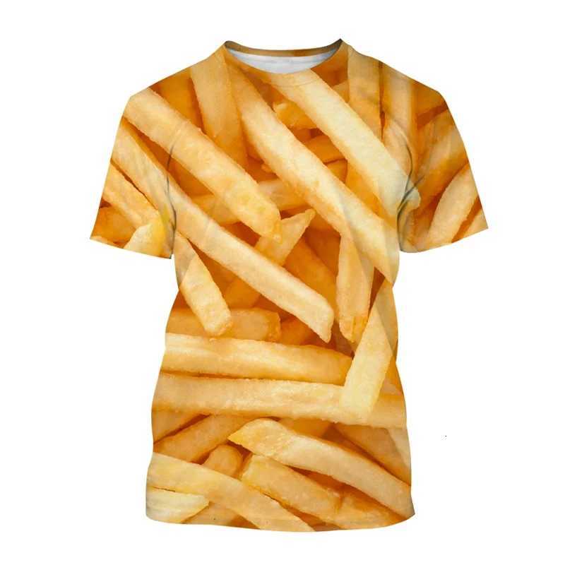 French Fries Pattern T Shirt For Men Potato Food 3D Printed Tees Summer Casual Loose O-Neck Tops Unisex T-Shirts Short Sleeves Y250819