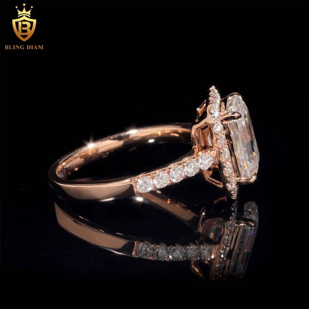 Luxury Pass Diamond Tester VVS Moissanite Diamond Fine Jewelry 14K Rose Gold Engagement Wedding Ring