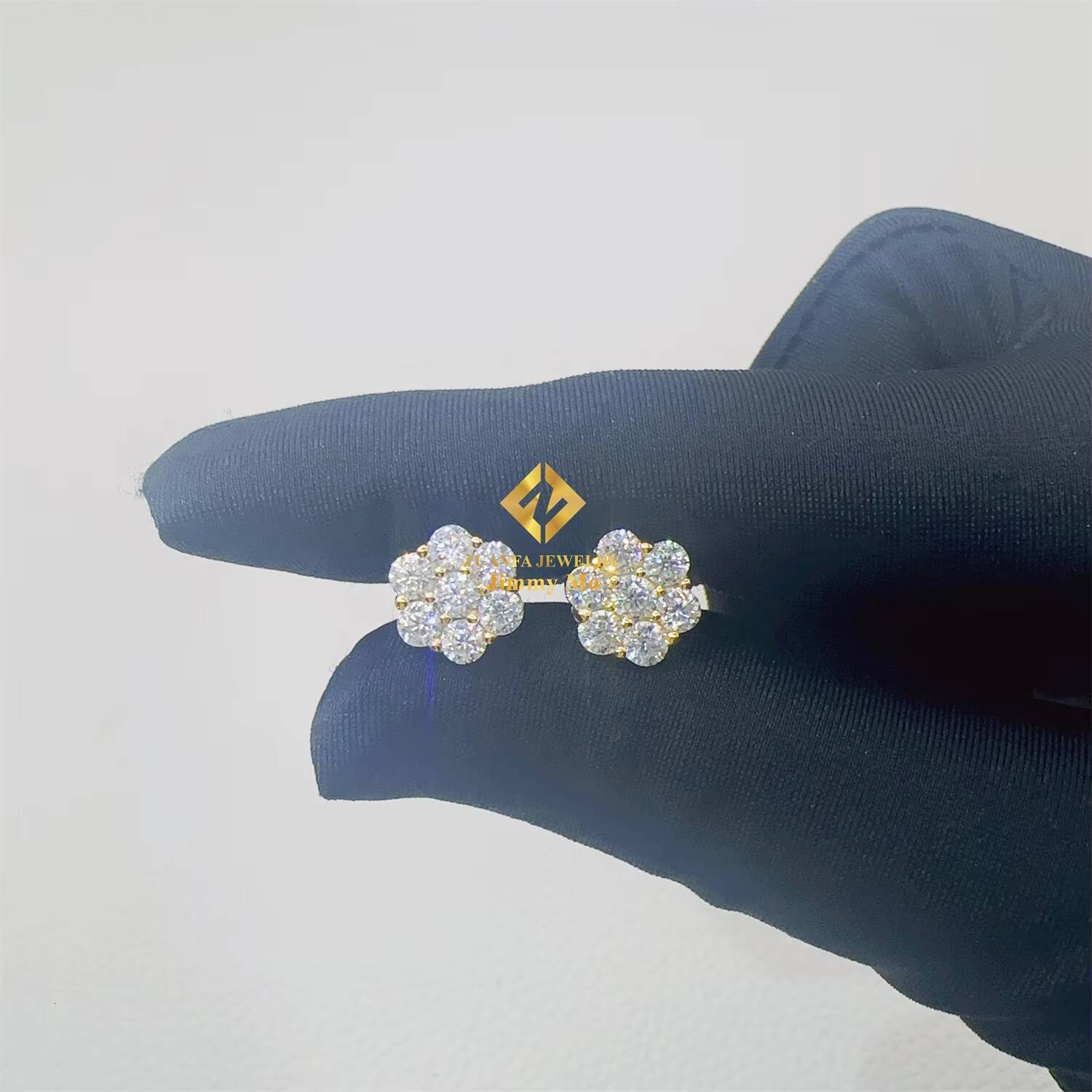 8mm 12mm 15mm Hip Hop Earring Factory Cheap Price 925 Silver Iced Out Jewelry VVS Moissanite Diamond Men Stud Flower Earrings