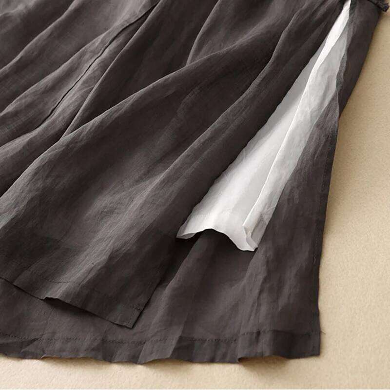 Gray Cotton Linen Casual Elastic High Waist With Lining Women's Wide Leg Ankle-Length Pants For Women Clothing Fashion