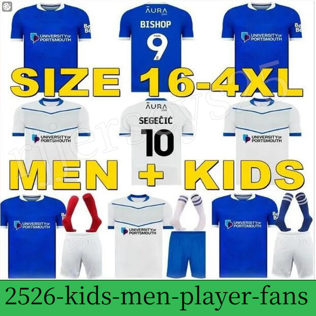 2025 2026 Portsmouth Home Soccer Jerseys Away 3rd Saydee Bishop Yengi Football Shirt Maillots Adult Camesita de Futol Men Kids Uniforme Football
