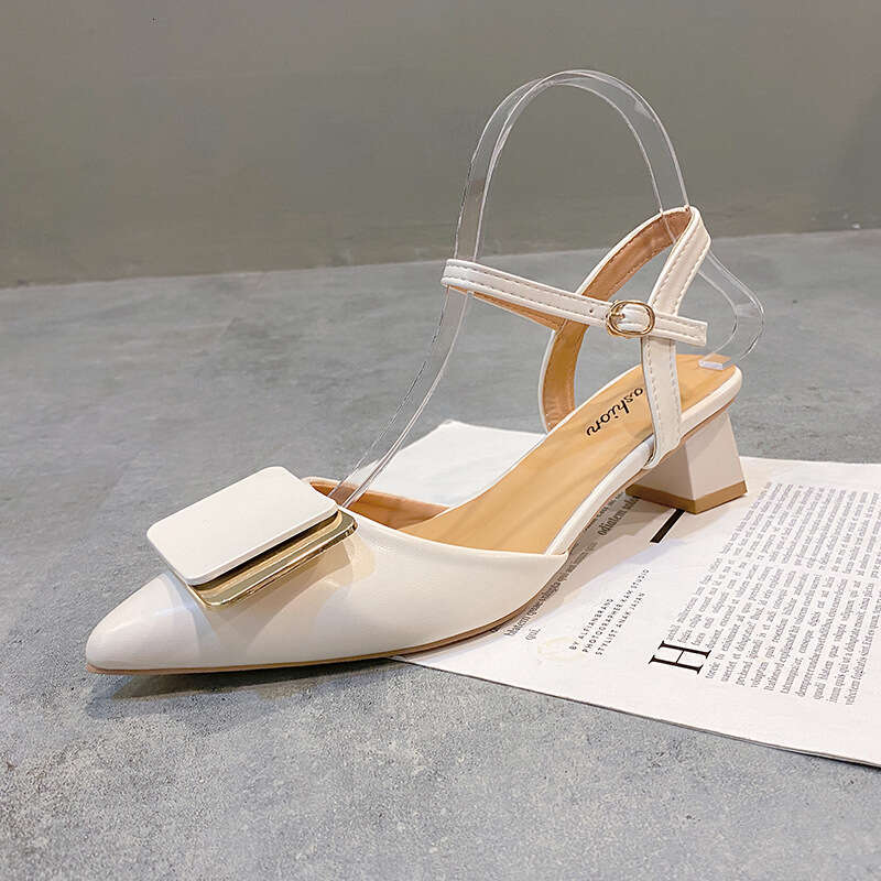Summer Peep Toe Square Buckle Shallow Mouth Stiletto Sexy Professional High Heels Women 2023 Spring New Single Shoes