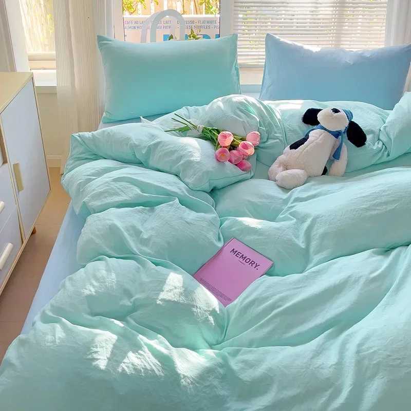 Teal Duvet Cover Queen Size Soft Green Blue Solid Comforter Cover Set 3 Piece Washed Polyester Bedding Set with Zipper Closure Y250819