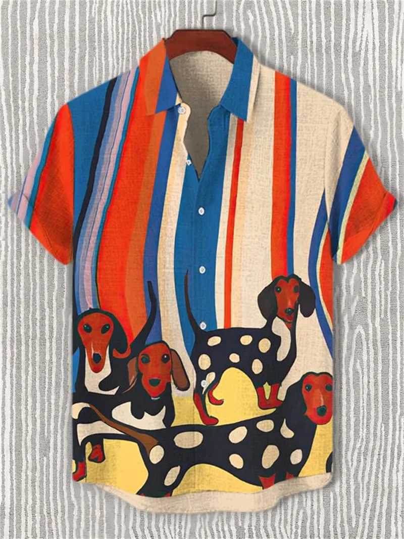 2025 Summer Fashion Stripe Printed Mens Printed Short sleeved Shirt Street Daily Business Casual Mens Shirt Top Y250819