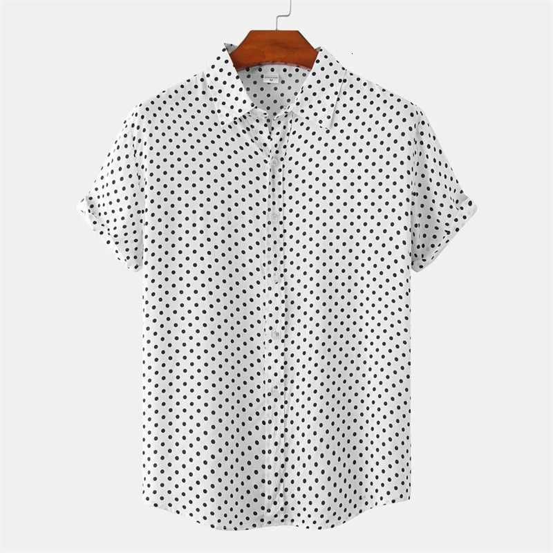 Fashion Solid Colored Dots Hawaiian Shirt Men Casual Short Sleeves Summer 3d Printed Button Blouse Tops Street Button Shirts Y250819
