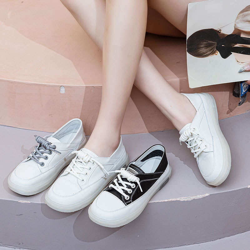 Leather Surface White for Women Soft Sole 2025 Summer Autumn German Training Flat Casual Non-Slip Slip-On Breathable Single Shoes