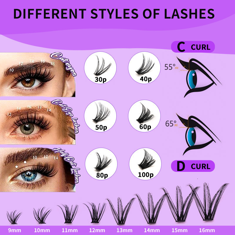 30D 40D 60D 80D Mixed Tray Individual Lashes 3D Russia Volume Eye Lashes Soft Natural Lashes Mink Lash Cluster False Eyelashes 240620
