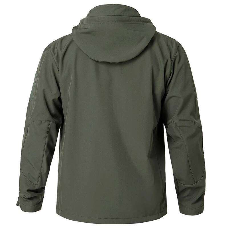 Men's Waterproof Softshell Tactical Winter Windproof Fleece Hoodie Jacket Outdoor Hiking Skiing Windbreaker Coat